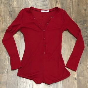 Women’s Large Moxeay Red Long-Sleeved Romper